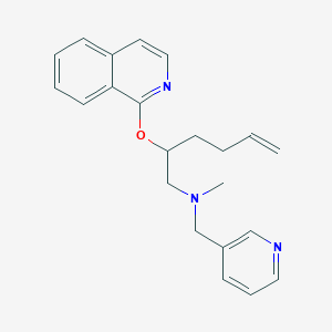 molecular formula C22H25N3O B5286832 1-[(2R,5S)-5-(isoquinolin-1-ylmethyl)tetrahydrofuran-2-yl]-N-methyl-N-(pyridin-3-ylmethyl)methanamine 