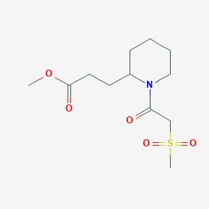 molecular formula C12H21NO5S B5286889 methyl 3-{1-[(methylsulfonyl)acetyl]piperidin-2-yl}propanoate 