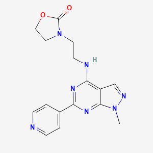 3-(2-{[1-methyl-6-(4-pyridinyl)-1H-pyrazolo[3,4-d]pyrimidin-4-yl]amino}ethyl)-1,3-oxazolidin-2-one