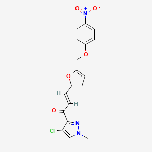 (E)-1-(4-CHLORO-1-METHYL-1H-PYRAZOL-3-YL)-3-{5-[(4-NITROPHENOXY)METHYL]-2-FURYL}-2-PROPEN-1-ONE