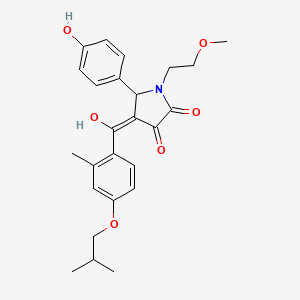 molecular formula C25H29NO6 B5286964 3-hydroxy-5-(4-hydroxyphenyl)-4-(4-isobutoxy-2-methylbenzoyl)-1-(2-methoxyethyl)-1,5-dihydro-2H-pyrrol-2-one 