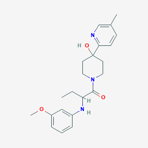 molecular formula C22H29N3O3 B5287013 1-{2-[(3-methoxyphenyl)amino]butanoyl}-4-(5-methylpyridin-2-yl)piperidin-4-ol 