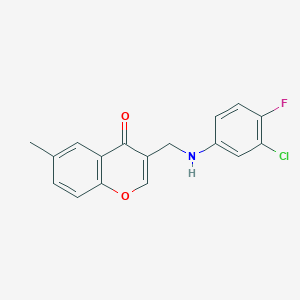 molecular formula C17H13ClFNO2 B5287026 3-{[(3-chloro-4-fluorophenyl)amino]methyl}-6-methyl-4H-chromen-4-one 