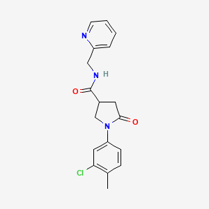 1-(3-chloro-4-methylphenyl)-5-oxo-N-(pyridin-2-ylmethyl)pyrrolidine-3-carboxamide