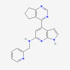 molecular formula C20H18N6 B5287067 4-(6,7-dihydro-5H-cyclopenta[d]pyrimidin-4-yl)-N-(pyridin-2-ylmethyl)-1H-pyrrolo[2,3-b]pyridin-6-amine 