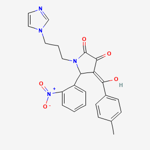 molecular formula C24H22N4O5 B5287094 3-hydroxy-1-[3-(1H-imidazol-1-yl)propyl]-4-(4-methylbenzoyl)-5-(2-nitrophenyl)-1,5-dihydro-2H-pyrrol-2-one 