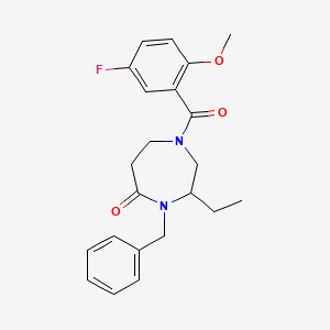 4-benzyl-3-ethyl-1-(5-fluoro-2-methoxybenzoyl)-1,4-diazepan-5-one