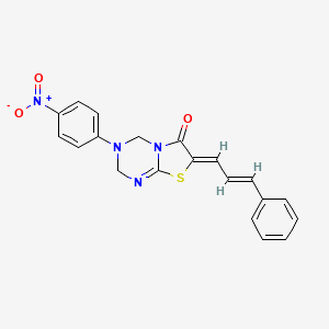 molecular formula C20H16N4O3S B5287225 3-(4-nitrophenyl)-7-(3-phenyl-2-propen-1-ylidene)-3,4-dihydro-2H-[1,3]thiazolo[3,2-a][1,3,5]triazin-6(7H)-one 