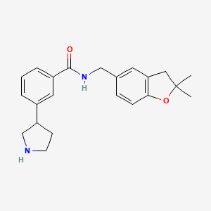 molecular formula C22H26N2O2 B5287229 N-[(2,2-dimethyl-2,3-dihydro-1-benzofuran-5-yl)methyl]-3-(3-pyrrolidinyl)benzamide hydrochloride 