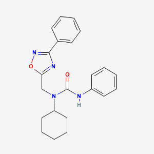 molecular formula C22H24N4O2 B5287303 N-cyclohexyl-N'-phenyl-N-[(3-phenyl-1,2,4-oxadiazol-5-yl)methyl]urea 