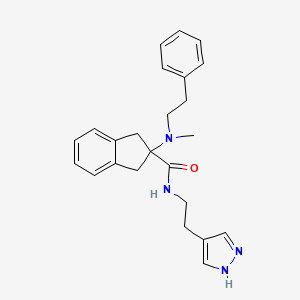 molecular formula C24H28N4O B5287330 2-[methyl(2-phenylethyl)amino]-N-[2-(1H-pyrazol-4-yl)ethyl]-2-indanecarboxamide 