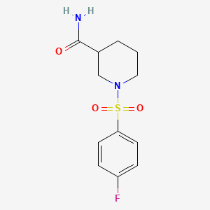 molecular formula C12H15FN2O3S B5287356 1-[(4-fluorophenyl)sulfonyl]-3-piperidinecarboxamide 