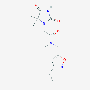 2-(5,5-dimethyl-2,4-dioxoimidazolidin-1-yl)-N-[(3-ethylisoxazol-5-yl)methyl]-N-methylacetamide