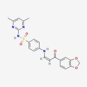 molecular formula C22H20N4O5S B5287581 4-{[3-(1,3-benzodioxol-5-yl)-3-oxo-1-propen-1-yl]amino}-N-(4,6-dimethyl-2-pyrimidinyl)benzenesulfonamide 