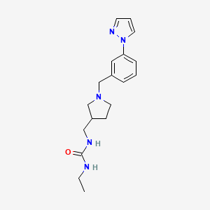 molecular formula C18H25N5O B5287659 N-ethyl-N'-({1-[3-(1H-pyrazol-1-yl)benzyl]pyrrolidin-3-yl}methyl)urea 