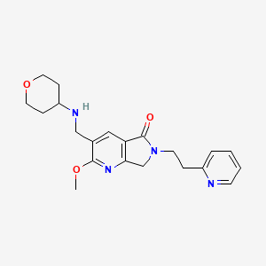 molecular formula C21H26N4O3 B5287754 2-methoxy-6-(2-pyridin-2-ylethyl)-3-[(tetrahydro-2H-pyran-4-ylamino)methyl]-6,7-dihydro-5H-pyrrolo[3,4-b]pyridin-5-one 