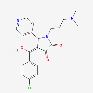 molecular formula C21H22ClN3O3 B5287767 4-(4-chlorobenzoyl)-1-[3-(dimethylamino)propyl]-3-hydroxy-5-(4-pyridinyl)-1,5-dihydro-2H-pyrrol-2-one 