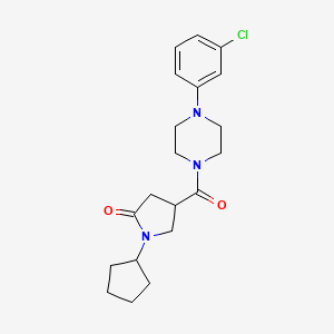 molecular formula C20H26ClN3O2 B5287779 4-{[4-(3-chlorophenyl)piperazin-1-yl]carbonyl}-1-cyclopentylpyrrolidin-2-one 