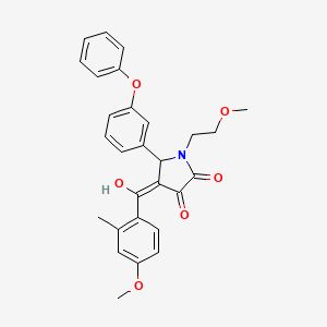 molecular formula C28H27NO6 B5287863 3-hydroxy-1-(2-methoxyethyl)-4-(4-methoxy-2-methylbenzoyl)-5-(3-phenoxyphenyl)-1,5-dihydro-2H-pyrrol-2-one 