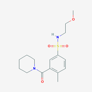 molecular formula C16H24N2O4S B5287890 N-(2-methoxyethyl)-4-methyl-3-(piperidin-1-ylcarbonyl)benzenesulfonamide 