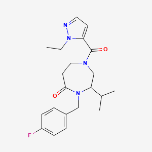 molecular formula C21H27FN4O2 B5287898 1-[(1-ethyl-1H-pyrazol-5-yl)carbonyl]-4-(4-fluorobenzyl)-3-isopropyl-1,4-diazepan-5-one 