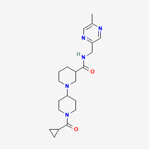 molecular formula C21H31N5O2 B5288042 1'-(cyclopropylcarbonyl)-N-[(5-methylpyrazin-2-yl)methyl]-1,4'-bipiperidine-3-carboxamide 