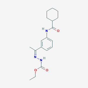 molecular formula C18H25N3O3 B5288154 ethyl 2-(1-{3-[(cyclohexylcarbonyl)amino]phenyl}ethylidene)hydrazinecarboxylate 