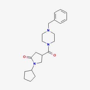 molecular formula C21H29N3O2 B5288176 4-[(4-benzylpiperazin-1-yl)carbonyl]-1-cyclopentylpyrrolidin-2-one 