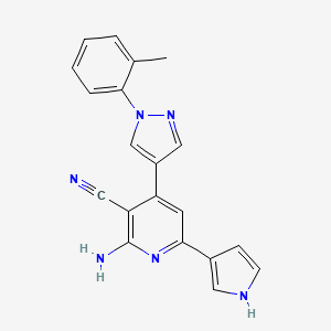 molecular formula C20H16N6 B5288183 2-amino-4-[1-(2-methylphenyl)-1H-pyrazol-4-yl]-6-(1H-pyrrol-3-yl)nicotinonitrile 