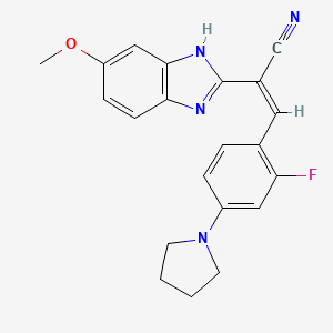 3-[2-fluoro-4-(1-pyrrolidinyl)phenyl]-2-(5-methoxy-1H-benzimidazol-2-yl)acrylonitrile