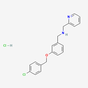 1-[3-[(4-chlorophenyl)methoxy]phenyl]-N-(pyridin-2-ylmethyl)methanamine;hydrochloride