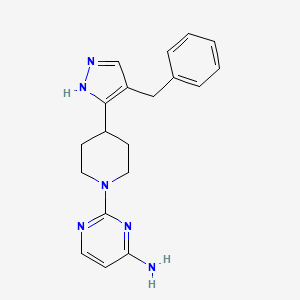 molecular formula C19H22N6 B5288265 2-[4-(4-benzyl-1H-pyrazol-5-yl)piperidin-1-yl]pyrimidin-4-amine 