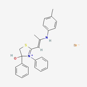 4-hydroxy-2-{2-[(4-methylphenyl)amino]-1-propen-1-yl}-3,4-diphenyl-4,5-dihydro-1,3-thiazol-3-ium bromide