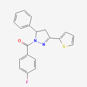 molecular formula C20H15FN2OS B5288345 (4-fluorophenyl)[5-phenyl-3-(2-thienyl)-4,5-dihydro-1h-pyrazol-1-yl]methanone 