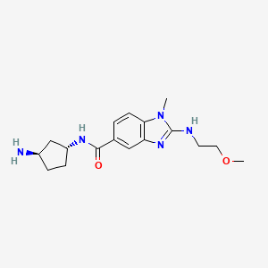 molecular formula C17H25N5O2 B5288380 N-[rel-(1R,3R)-3-aminocyclopentyl]-2-[(2-methoxyethyl)amino]-1-methyl-1H-benzimidazole-5-carboxamide dihydrochloride 