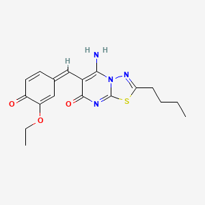 molecular formula C18H20N4O3S B5288384 2-butyl-6-(3-ethoxy-4-hydroxybenzylidene)-5-imino-5,6-dihydro-7H-[1,3,4]thiadiazolo[3,2-a]pyrimidin-7-one 