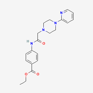 molecular formula C20H24N4O3 B5288420 ETHYL 4-({2-[4-(2-PYRIDYL)PIPERAZINO]ACETYL}AMINO)BENZOATE 