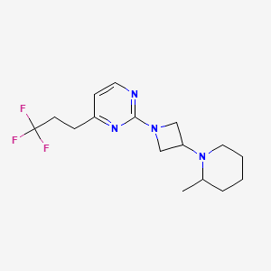 molecular formula C16H23F3N4 B5288546 2-[3-(2-methylpiperidin-1-yl)azetidin-1-yl]-4-(3,3,3-trifluoropropyl)pyrimidine 