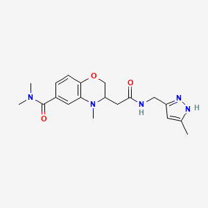 N,N,4-trimethyl-3-(2-{[(5-methyl-1H-pyrazol-3-yl)methyl]amino}-2-oxoethyl)-3,4-dihydro-2H-1,4-benzoxazine-6-carboxamide