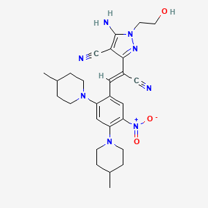 5-amino-3-{2-[2,4-bis(4-methyl-1-piperidinyl)-5-nitrophenyl]-1-cyanovinyl}-1-(2-hydroxyethyl)-1H-pyrazole-4-carbonitrile