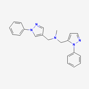 molecular formula C21H21N5 B5288738 N-methyl-1-(1-phenyl-1H-pyrazol-4-yl)-N-[(1-phenyl-1H-pyrazol-5-yl)methyl]methanamine 