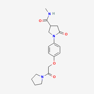 molecular formula C18H23N3O4 B5288837 N-methyl-5-oxo-1-{4-[2-oxo-2-(1-pyrrolidinyl)ethoxy]phenyl}-3-pyrrolidinecarboxamide 