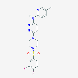 molecular formula C20H20F2N6O2S B5288968 6-{4-[(3,4-difluorophenyl)sulfonyl]-1-piperazinyl}-N-(5-methyl-2-pyridinyl)-3-pyridazinamine 