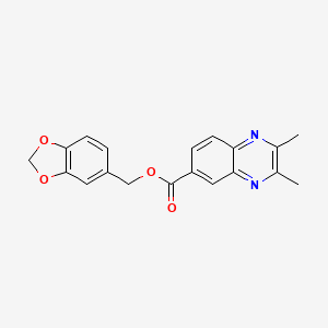 1,3-benzodioxol-5-ylmethyl 2,3-dimethyl-6-quinoxalinecarboxylate