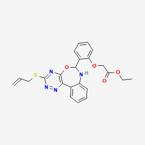 molecular formula C23H22N4O4S B5289604 ethyl {2-[3-(allylthio)-6,7-dihydro[1,2,4]triazino[5,6-d][3,1]benzoxazepin-6-yl]phenoxy}acetate 