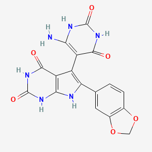 6-AMINO-5-[6-(2H-1,3-BENZODIOXOL-5-YL)-2,4-DIOXO-1H,2H,3H,4H,7H-PYRROLO[2,3-D]PYRIMIDIN-5-YL]-1,2,3,4-TETRAHYDROPYRIMIDINE-2,4-DIONE