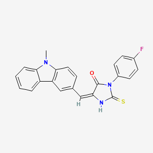 3-(4-FLUOROPHENYL)-5-[(E)-1-(9-METHYL-9H-CARBAZOL-3-YL)METHYLIDENE]-2-THIOXOTETRAHYDRO-4H-IMIDAZOL-4-ONE