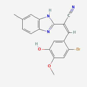 (Z)-3-(2-bromo-5-hydroxy-4-methoxyphenyl)-2-(6-methyl-1H-benzimidazol-2-yl)prop-2-enenitrile