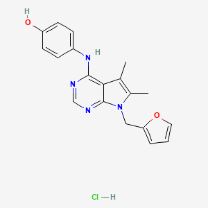 4-[[7-(Furan-2-ylmethyl)-5,6-dimethylpyrrolo[2,3-d]pyrimidin-4-yl]amino]phenol;hydrochloride