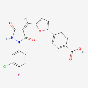 4-(5-{[(4Z)-1-(3-Chloro-4-fluorophenyl)-3,5-dioxopyrazolidin-4-ylidene]methyl}furan-2-YL)benzoic acid